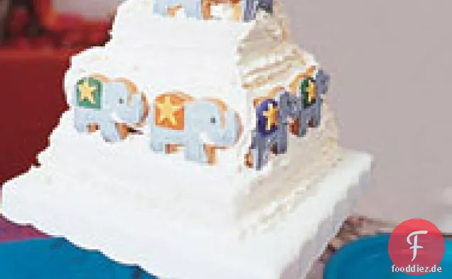 Weißer Elefant Kuchen mit Buttercreme Zuckerguss