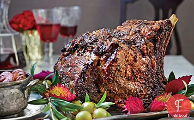 Standing Rib Braten mit Rotwein Pilze