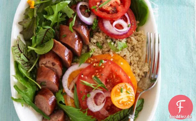 Tomaten mit Wurst- und Grünkohldressing