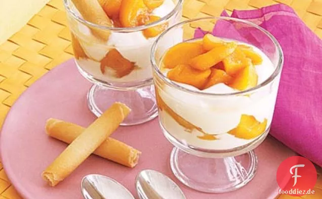 Kandierte Pfirsich-Joghurt-Parfaits