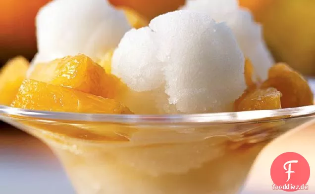 Vanilleschoten-Sorbet mit Ananas-Topping