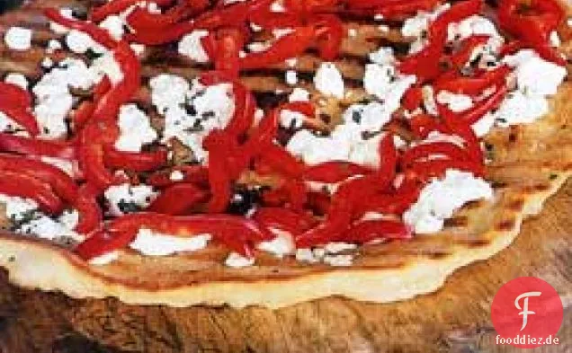 Feta und rote Paprika Pizza