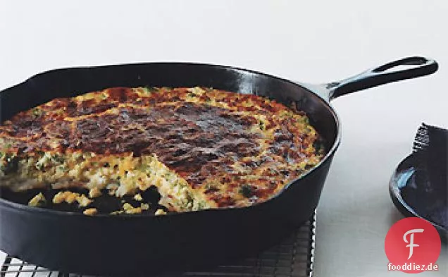 Brokkoli und Cheddar-Pfanne Flan