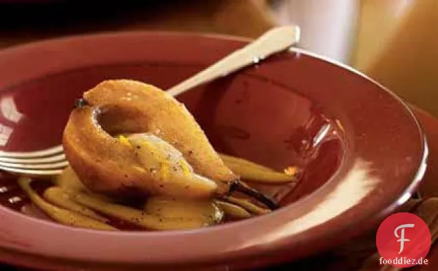 Warme karamellisierte Birnen mit Nelke Zabaglione