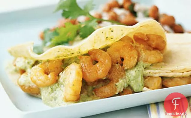 Würzige Garnelen-Tacos mit Tomatillo-Salsa