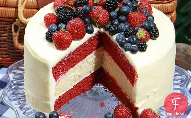 Glorreicher roter, weißer und blauer Kuchen