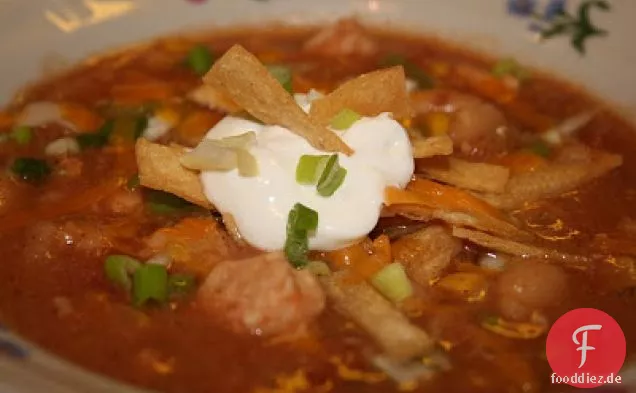 Crockpot Huhn und weiße Bohnen Chili