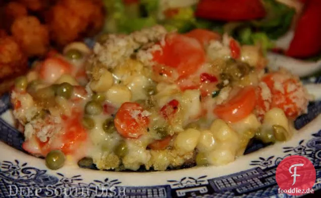 Petit Pois Erbsen und Piment-Auflauf