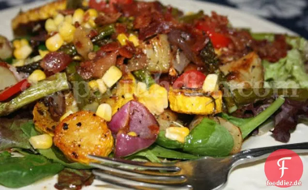 Gebratener Gemüse-Spinat-Salat