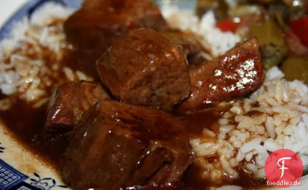 Crockpot-Rindfleisch-Tipps und Reis