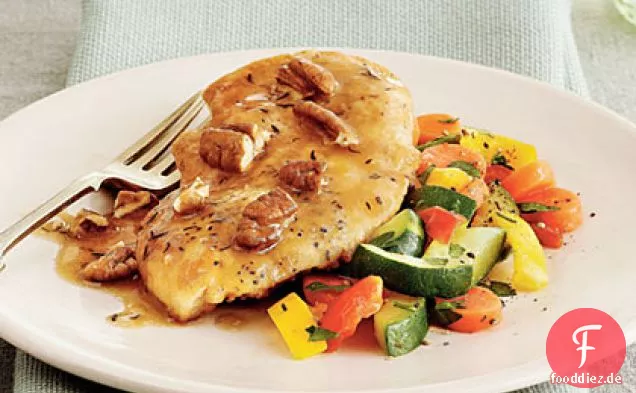 Hähnchen Schnitzel mit Pekannuss-Sauce