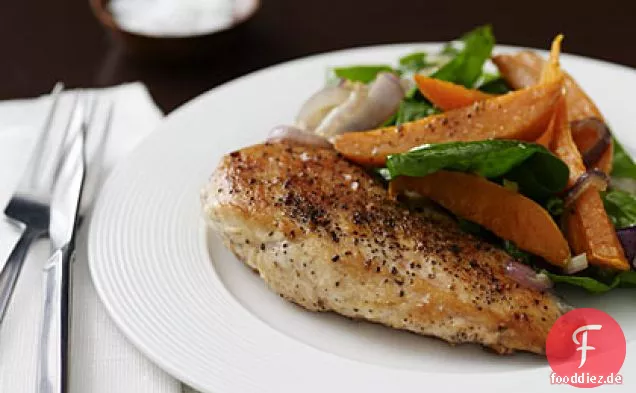 Huhn mit geröstetem Süßkartoffelsalat