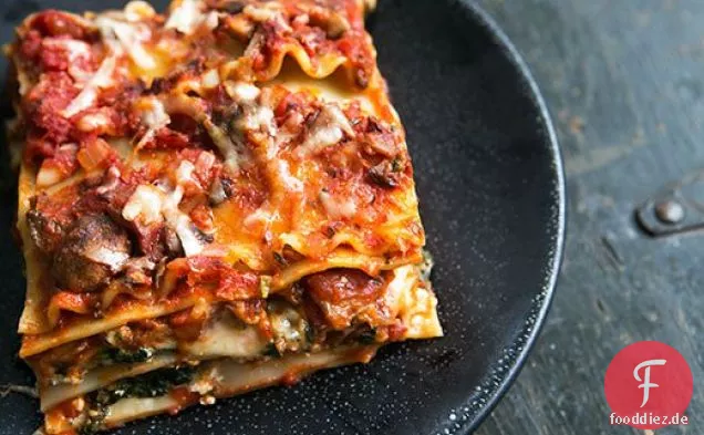 Vegetarische Spinat-Pilz-Lasagne