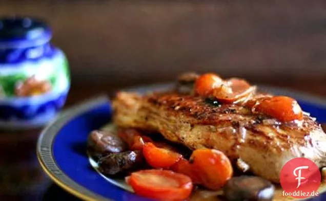 Huhn, Pilze und Tomaten mit Portwein