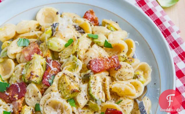 Gebratener Rosenkohl Carbonara