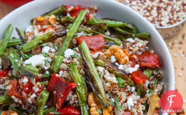 Geröstete Grüne Bohnen-Rote Paprika-Quinoa-Salat