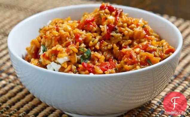 Gerösteter Roter Pfeffer und Feta-Reis