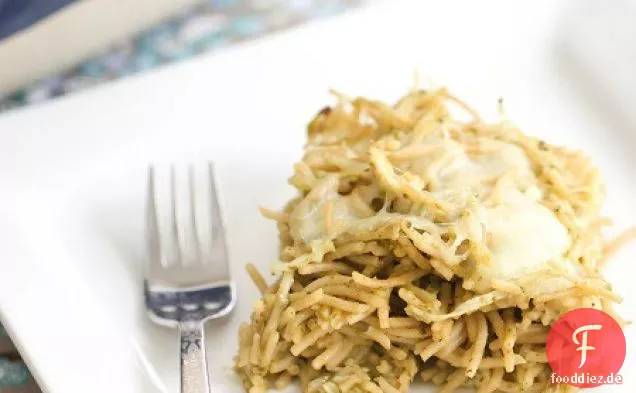Cheesy Pesto Huhn Spaghetti Backen
