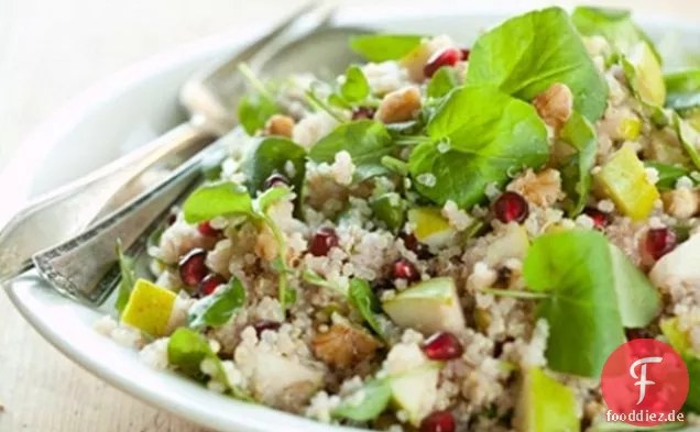 Quinoa mit Pfeffriger Brunnenkresse, Birnen und Granatapfel