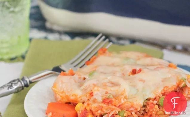 Swiss N' Huhn Gemüse Marinara Reis Backen