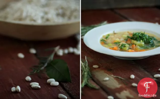 Unser einfaches Abendessen: Grünkohl und weiße Bohnensuppe