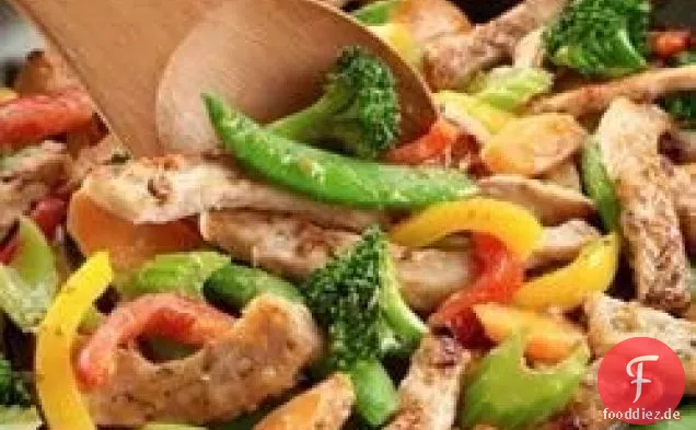 Schweinefleisch und Veggie-Braten