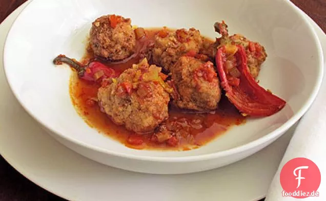 Rote Bohnen Frikadellen mit Würziger Sauce (Fleischbällchen in Tomatensauce di Fagioli Rossi in Salsa Picante)