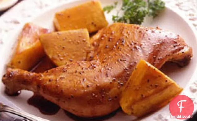 Melasse-Pfeffer Glasierte Huhn & Kürbis
