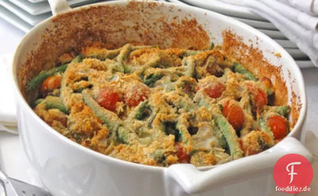 Basilikum und grüne Bohnen Gratinat