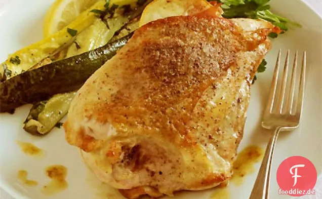 Gebratene Hähnchenbrust mit Schinken, Zitrone & Muskatnuss
