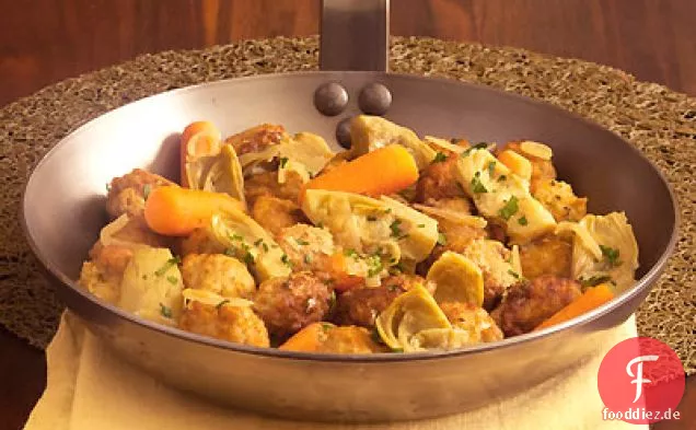 Hühnerfleischbällchen mit Artischocken & Karotten