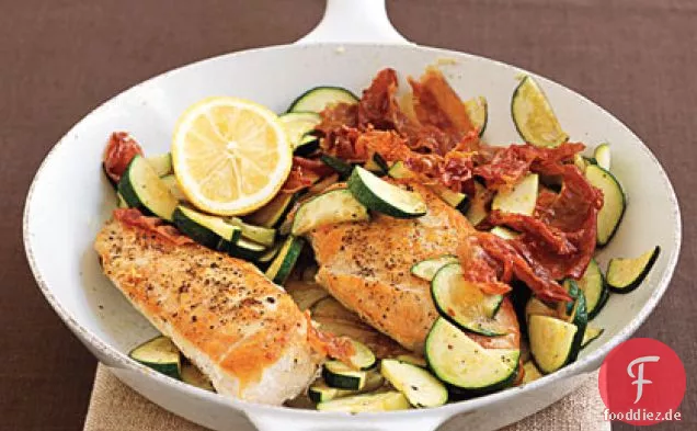 Huhn, Zucchini und Schinken