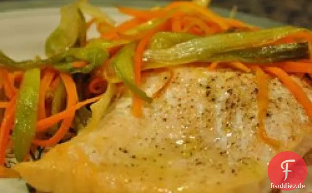Lachs mit karamellisiertem Lauch
