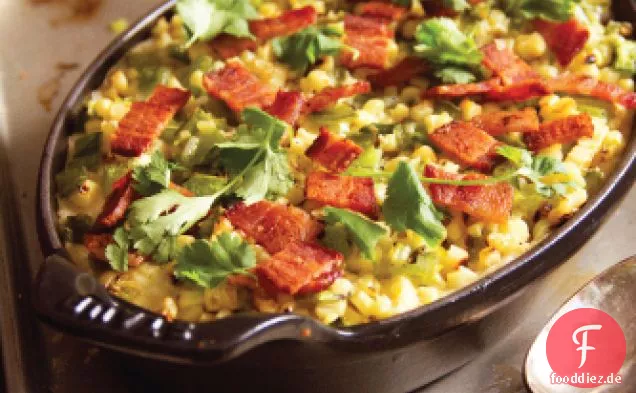 Wie man Grütze mit gegrilltem Mais, gerösteten Chilis und Fontina kocht