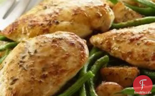 Knoblauch Huhn und Kartoffeln