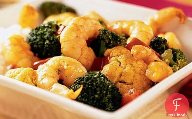 Curry-Kokos-Garnelen Stir-Fry