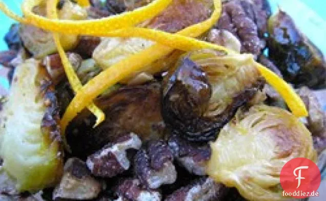 Gebräunter Rosenkohl mit Orange und Walnüssen