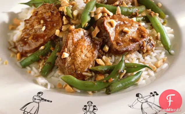 Schweinefleisch, Cashew, und grüne Bohnen Stir-Fry