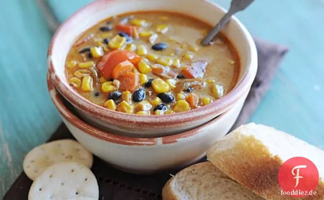 Gebratener Mais und schwarze Bohnensuppe Rezept (angepasst von Tabasco.com )