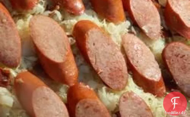 Spätzle, Sauerkraut und Wurstauflauf
