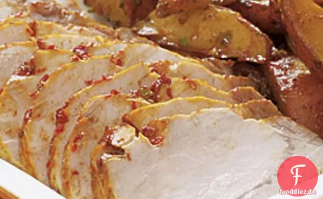 Schweinebraten mit süßer Paprika Paste & Bratkartoffeln