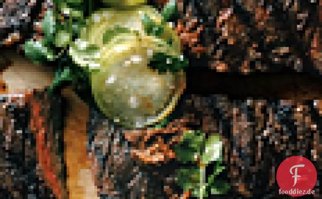Gegrillte Rocksteaks mit Tomatillos auf zwei Arten