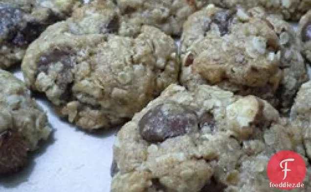 Weiche Haferflocken Kokosnuss Schokolade Chip Cookies