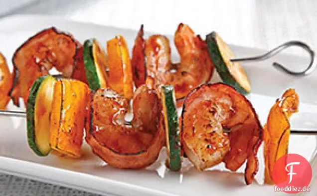 Speck-Wrapped BBQ-Garnelen Kabobs