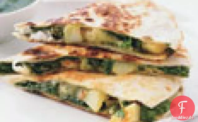 Kartoffel, Gemüse und Ziegenkäse-Quesadillas