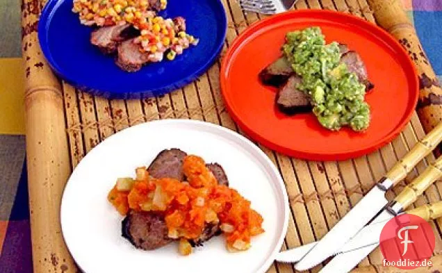 Würzig Gegrillte Tri-tip Mit Einem Trio Von Salsa