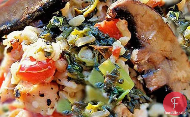 Mediterranes Huhn und Spinat Reis backen
