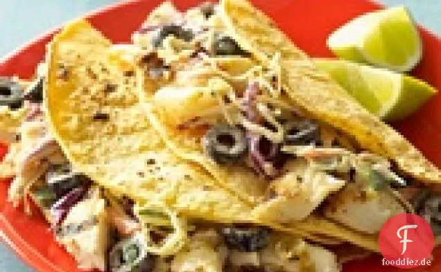 Einfach gegrillter Fisch Tacos W / milchfreie saure Sahne Salsa