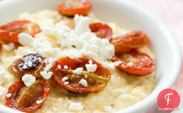 Geröstete Tomaten Grits Mit Mais Und Ziegenkäse