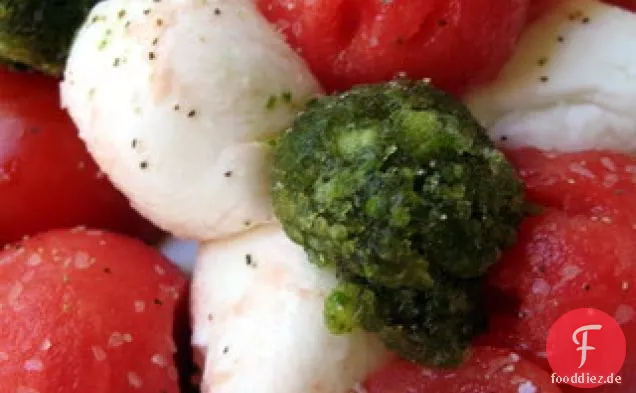 Tomaten-Wassermelone Caprese Mit Basilikum Granita
